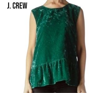 J. Crew KELLY GREEN VELVET SLEEVELESS TOP Size 12 Tank Blouse EUC